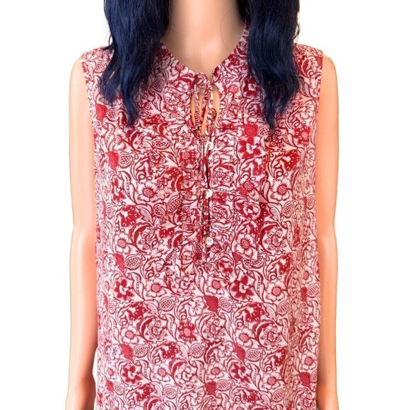 Derek Lam 10 Crosby Red Vintage Floral Ruffle Cotton Top - Picture 5 of 8